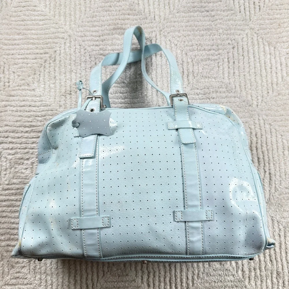 Francesco Biasia Satchel Bag Women's Large Light Blue Perforated Y2K Retro VTG